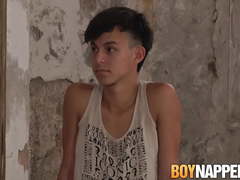 Submissive twink Maxxie Rivers takes ass spanking from dom